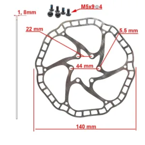 Disco de freno EWD001 con anclaje de 6 tornillos para patinete eléctrico y bici