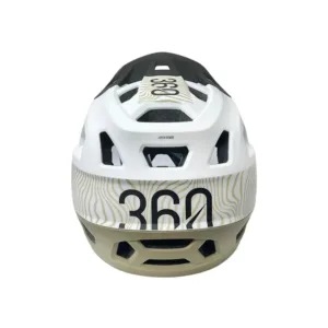 Casco INTEGRA Sport blanco y verde militar con mentonera fija, ventilación avanzada y diseño premium para patinetes eléctricos y MTB