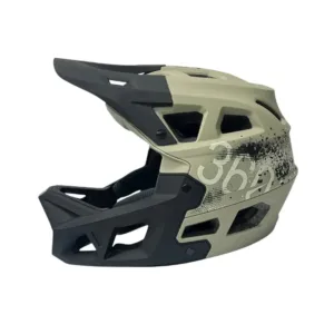 Casco INTEGRA Sport verde militar con mentonera fija, ventilación avanzada y diseño táctico
